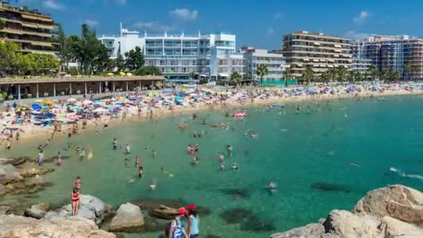 Stranden Vid Den Lilla Byn Sant Antoni Calonge Costa Brava — Stockvideo