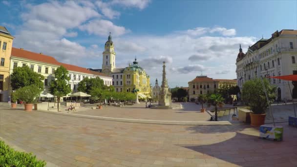 Zeitraffer Aufnahmen Aus Einer Berühmten Schönen Stadt Südungarn Pecs — Stockvideo