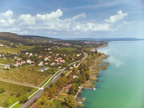 Luftbild Einer Drohne Von Einem Balaton Ungarn — Stockfoto