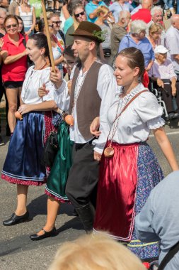 Sonbahar Badacsony bir köyde geleneksel Macar üzüm olay katılımcı. 09. 09. 2018 Macaristan