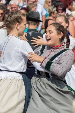 Sonbahar Badacsony bir köyde geleneksel Macar üzüm olay katılımcı. 09. 09. 2018 Macaristan