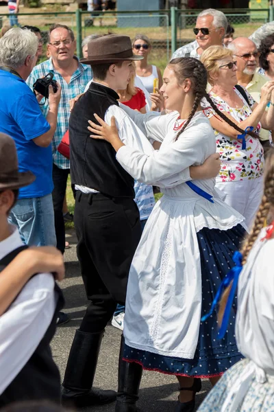 Hagyományos Magyar Szőlő Esemény Résztvevőt Őszén Egy Faluban Badacsony Magyarország — Stock Fotó