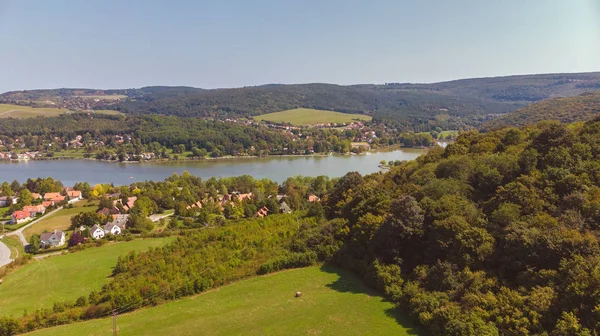 Drohne Luftbild Aus Einer Ungarischen Landschaft Der Nähe Des Kleinen — Stockfoto