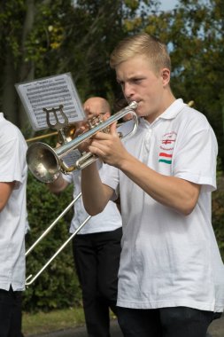 Sonbahar Badacsony bir köyde geleneksel Macar üzüm olay katılımcı. 09. 09. 2018 Macaristan