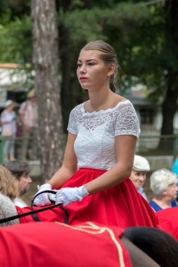 Sonbahar Badacsony bir köyde geleneksel Macar üzüm olay katılımcı. 09. 09. 2018 Macaristan