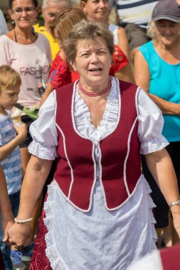 Sonbahar Badacsony bir köyde geleneksel Macar üzüm olay katılımcı. 09. 09. 2018 Macaristan