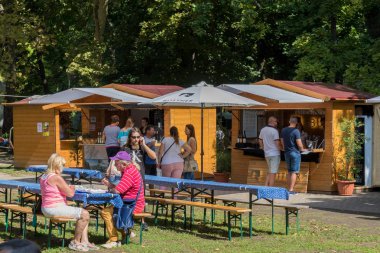 Sonbahar Badacsony bir köyde geleneksel Macar üzüm olay katılımcı. 09. 09. 2018 Macaristan