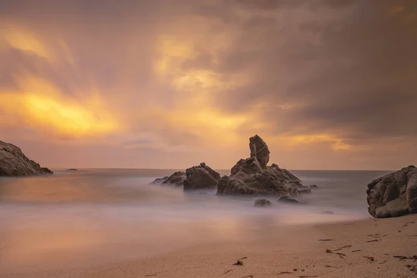 Nice Long Exposure Picture Spanish Coastal Costa Brava Town Palamos — Stock Photo, Image