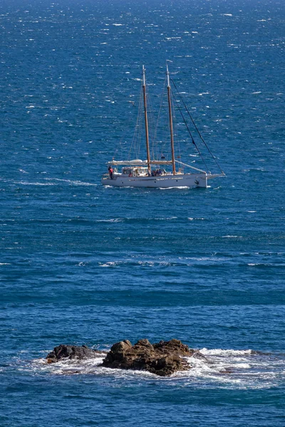 Nice sailboat on the Spanish ocean in Costa Brava