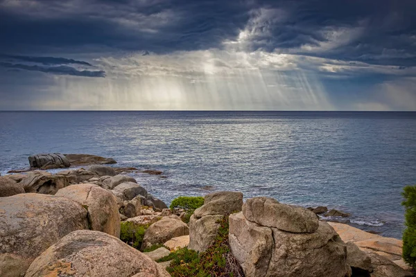 Beautiful Blue Ocean Picture Interesting Clouds Spanish Coastal Costa Brava — Stock Photo, Image