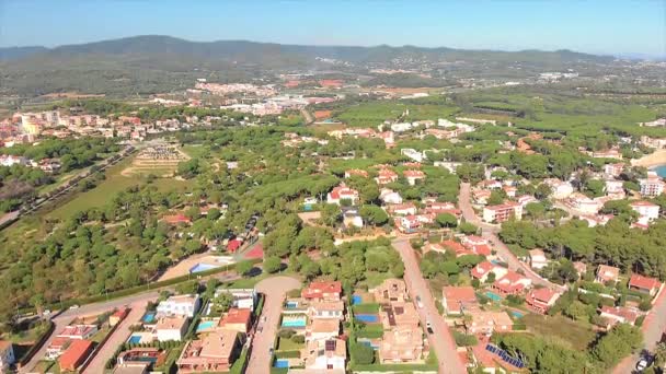 Spaans Drone Landschap Aan Costa Brava Buurt Van Stad Palamos — Stockvideo