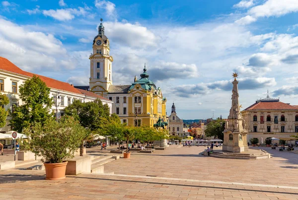 Summer Picture Old Famous Hungarian City Pecs Main Square 2018 — Stock Photo, Image