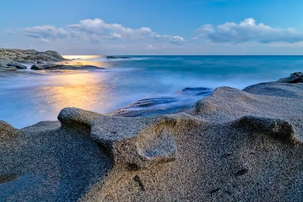 Fin Lång Exponering Kvällen Bild Från Costa Brava Kusten Spanien — Stockfoto