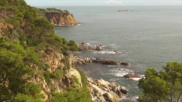 Typische Küste Der Spanischen Costa Brava Der Nähe Des Kleinen — Stockvideo