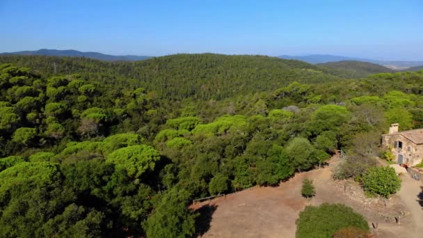 Старая Часовня Лесу Испании Санта Колома Фитор Коста Брава — стоковое видео