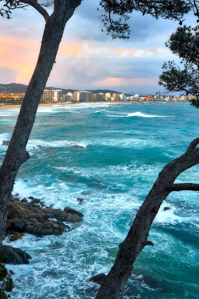 Belles Couleurs Coucher Soleil Sur Costa Brava Dans Village Sant — Photo