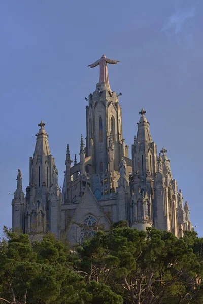 Kilise Tibidabo Spanya Barcelona Üzerinde Nın Kutsal Kalbi — Stok fotoğraf