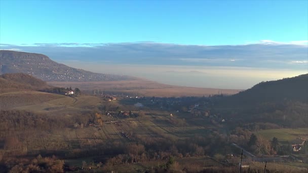 Krásné Maďarské Krajině Nedaleko Jezera Balaton Sopky Hradu Szigliget — Stock video