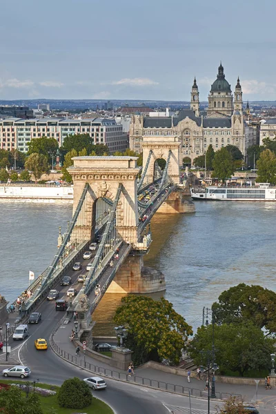Pěkný Starý Most Maďarském Hlavním Městě Budapešti Řetězový Most — Stock fotografie