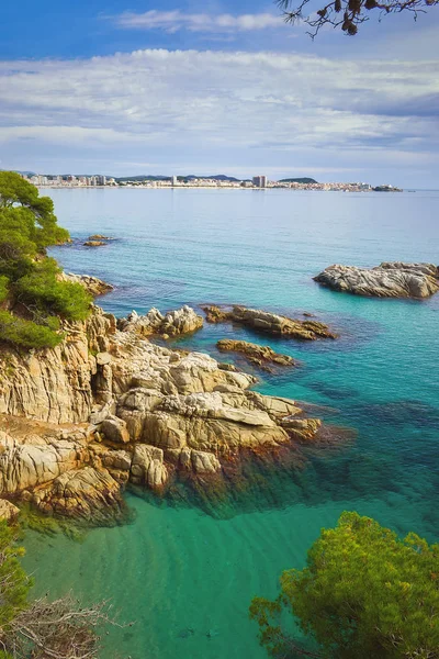 Hermosa Bahía Costera Costa Brava España Cerca Del Pueblo Sant — Foto de Stock