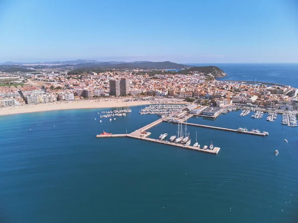 Aerial drone picture from small town Palamos from Spain, in Costa Brava — Stock Photo, Image