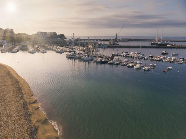 Aerial drone picture from small town Palamos from Spain, in Costa Brava — Stock Photo, Image
