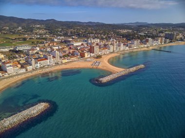 Hava dron resim küçük köyden Sant Antoni de Calonge İspanya, Costa Brava