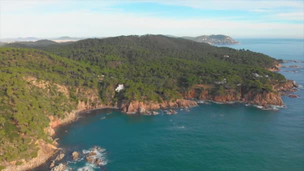 Drone Sulla Costa Brava Costiera Vicino Piccolo Villaggio Sant Antoni — Video Stock