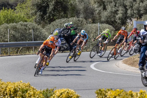 Konkurentów, Volta drogi rowerowej w Katalonii, w fazie 3 (od Sant Feliu de Guixols Vallter 200) 27. 03. 2019 Hiszpania — Zdjęcie stockowe