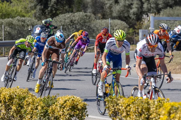 Teilnehmer des Volta-Straßenradfahrens in Katalonien auf der 3. Etappe (von sant feliu de guixols nach vallter 200) 27. 03. Spanien 2019 — Stockfoto