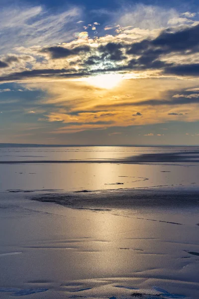 Winter sunset over the lake Balaton of Hungary — Stock Photo, Image