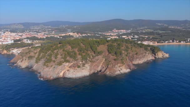 Costa Brava Kıyı Üzerinde Drone Görüntüleri Küçük Köy Fosca Spanya — Stok video