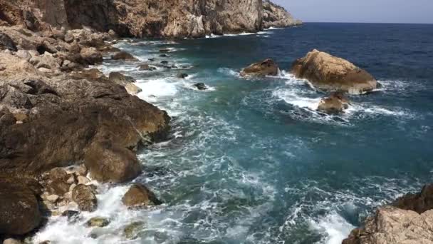 Detalle Típico Costa Brava Española Cataluña Con Muchas Rocas — Vídeos de Stock