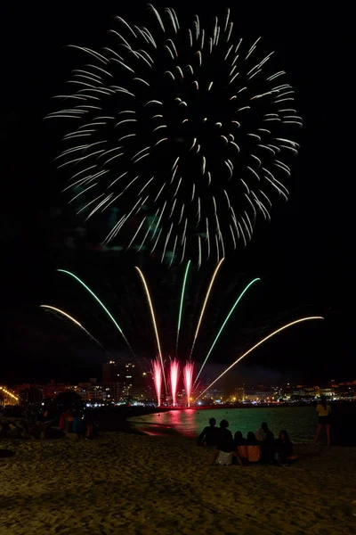 Beautiful firework in a small Spanish town Palamos, day of celeb