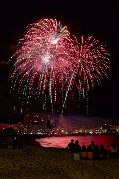 Beautiful firework in a small Spanish town Palamos, day of celeb