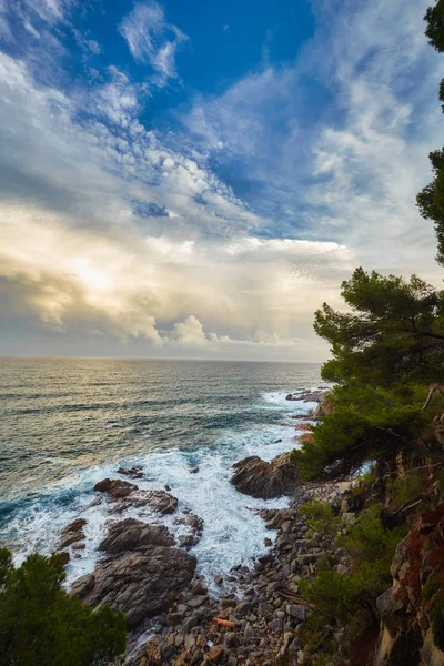 Beautiful sunset light in Costa Brava of Spain, near town Palamos — Stock Photo, Image