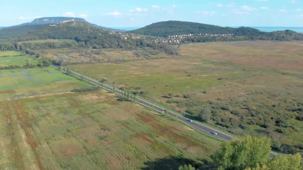 Agrarische Luchtfoto Uit Een Hongaars Landschap Buurt Van Het Balatonmeer — Stockvideo