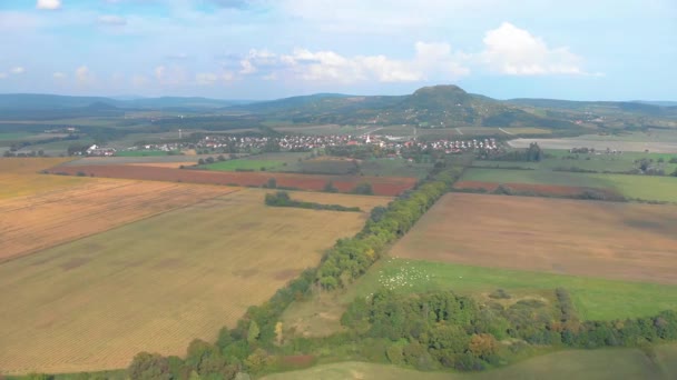 Landwirtschaftliche Luftaufnahme Aus Einer Ungarischen Landschaft Der Nähe Des Balatons — Stockvideo