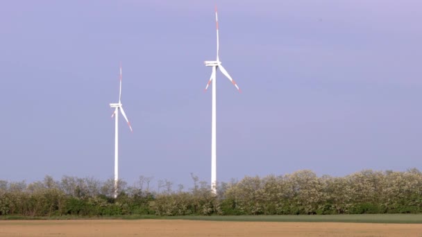 奥地利在风中作业的现代风车 — 图库视频影像