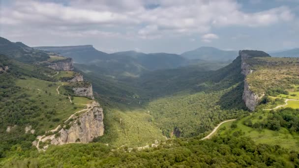 Timelapse Com Vista Para Perto Aldeia Rupit Catalunha Espanha Céu — Vídeo de Stock