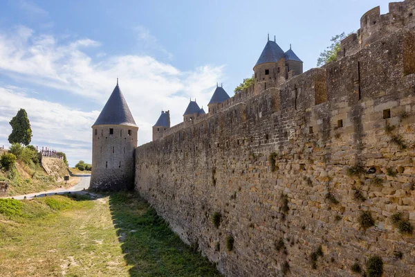 Pohled Slavný Starý Hrad Carcassonne Francii — Stock fotografie