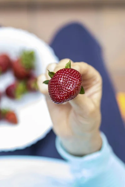 Close Red Strawberry Fruit — Stock Photo, Image