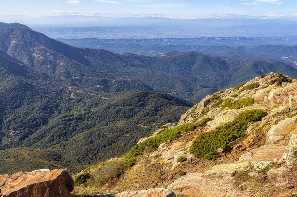 Spanyol Hegycsúcsok Katalóniában Montseny Hegy Hegycsúcs Les Agudes — Stock Fotó