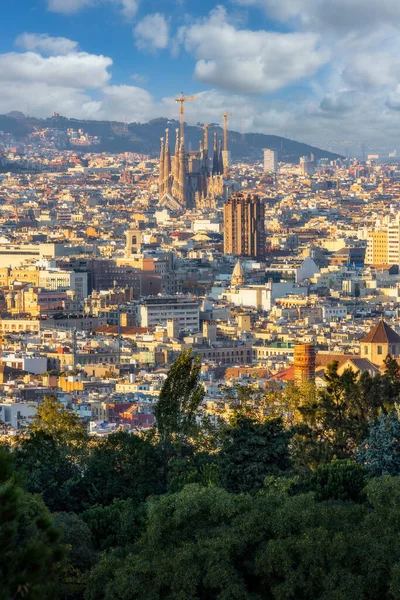スペインの有名な都市バルセロナの垂直風景 — ストック写真