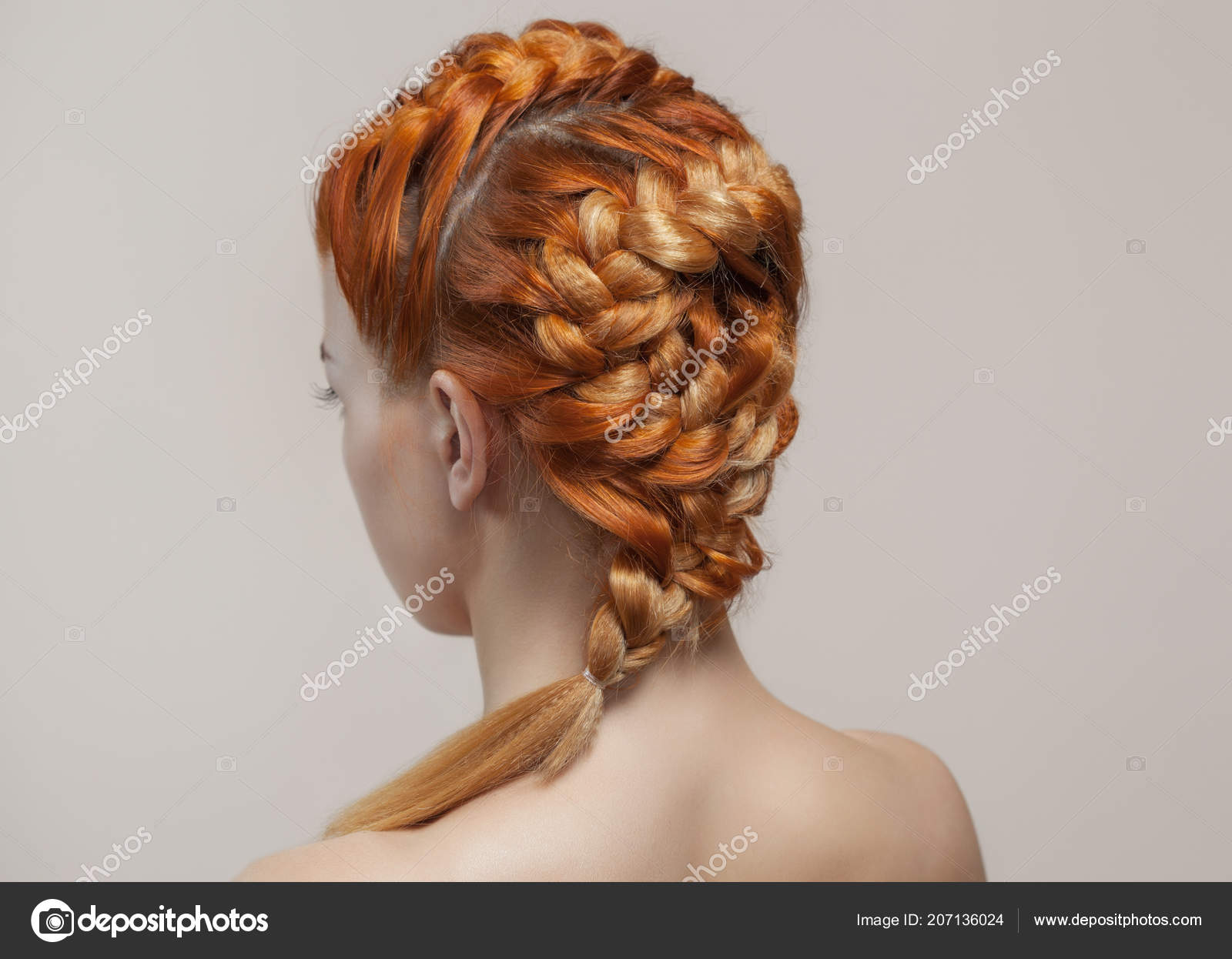 Beautiful Long Red Haired Hairy Girl Hairdresser Weaves Braid