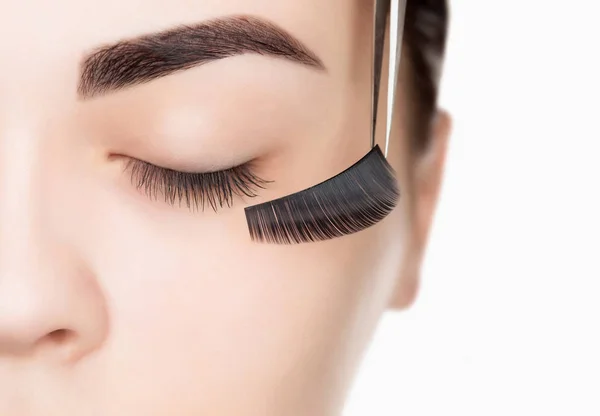 Eyelash Removal Procedure Close Beautiful Woman Long Lashes Beauty Salon — Stock Photo, Image