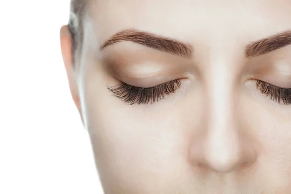 Beautiful Woman Long Lashes Beauty Salon Eyelash Extension Procedure — Stock Photo, Image