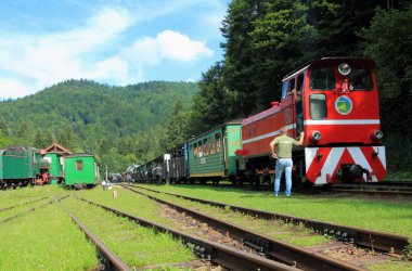 18 Temmuz 2018: Cisna - Majdan, Polonya: Cisna - Majdan Bieszczady Dağlar, Bieszczady Tren İstasyonu