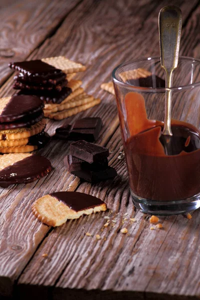 Verre Chocolat Biscuits Laiteux Sucrés — Photo