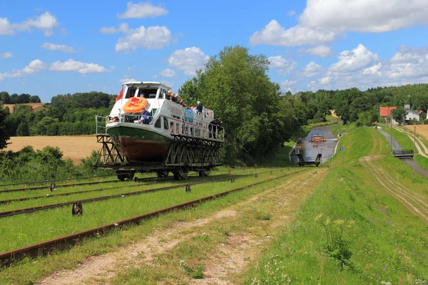 Canal Elblag Rampe Katy Pologne Juillet 2019 Bateau Touristique Sur — Photo